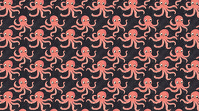 Detailed pink octopus mural wallpaper design pattern on navy background by Kids-Mundo