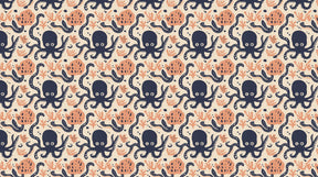 Detailed ocean octopus and coral reef mural wallpaper design pattern by Kids-Mundo
