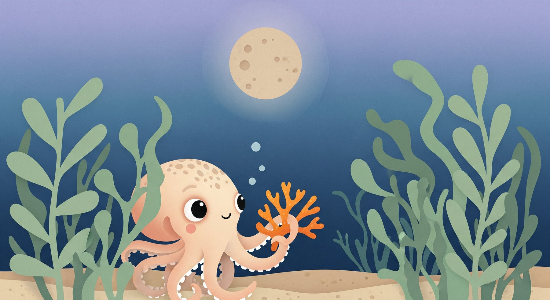 Detailed ocean octopus and coral mural wallpaper design pattern by Kids-Mundo