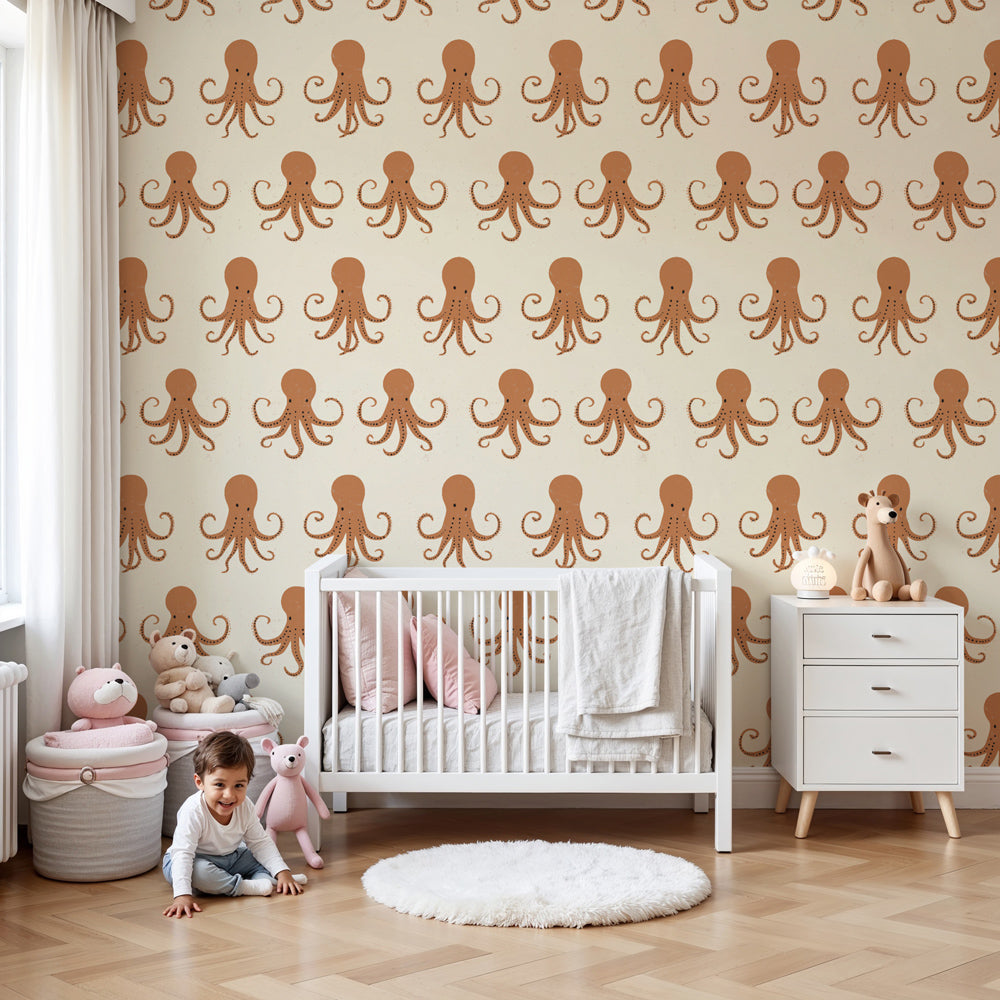 Ocean octopus mural wallpaper creating magical underwater nursery decor by Kids-Mundo