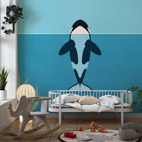 Sea life orca mural wallpaper transforming children's playroom into ocean sanctuary