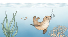 Detailed ocean otter mural wallpaper design pattern with marine life by Kids-Mundo