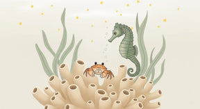 Detailed seahorse and crab underwater mural wallpaper design pattern by Kids-Mundo
