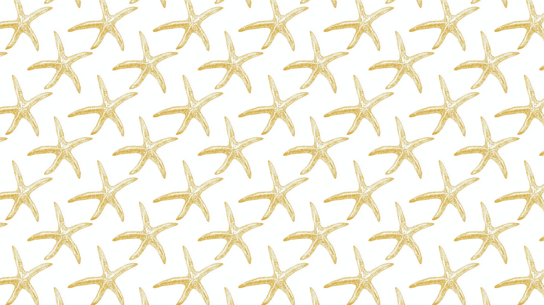 Golden starfish mural wallpaper design pattern on white background by Kids-Mundo