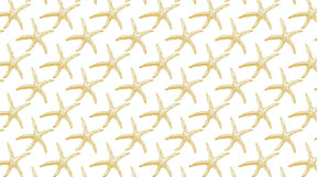 Golden starfish mural wallpaper design pattern on white background by Kids-Mundo