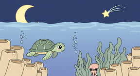 Detailed ocean turtle and coral mural wallpaper design pattern by Kids-Mundo