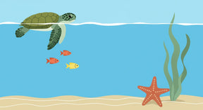 Detailed ocean turtle and fish mural wallpaper design pattern by Kids-Mundo