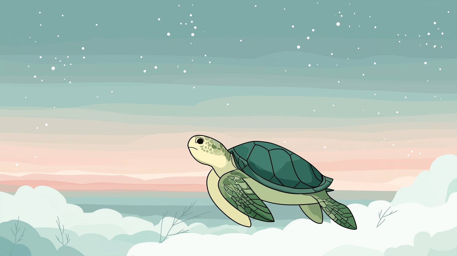 Detailed ocean turtle mural wallpaper design pattern with pastel underwater scene by Kids-Mundo
