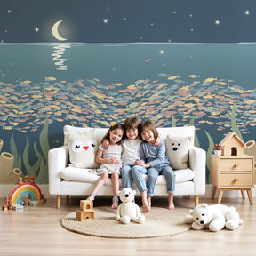 Ocean underwater mural wallpaper creating peaceful marine nursery decor by Kids-Mundo