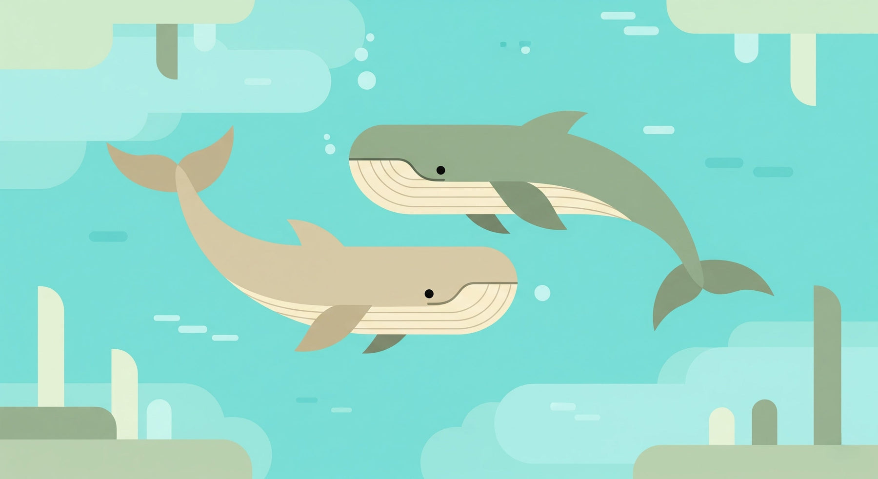 Detailed ocean whale mural wallpaper design pattern showing marine life illustration by Kids-Mundo
