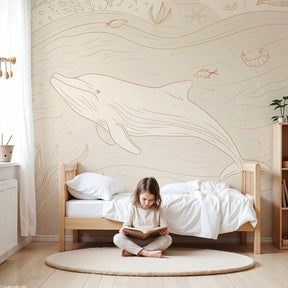 Ocean whale mural wallpaper creating serene underwater nursery decor by Kids-Mundo