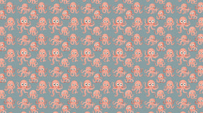Detailed octopus mural wallpaper design pattern showing cute sea creatures on gray background by Kids-Mundo