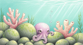Detailed octopus and coral garden mural wallpaper design pattern by Kids-Mundo
