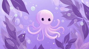 Detailed octopus mural wallpaper design pattern with bubbles and marine elements by Kids-Mundo