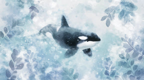 Detailed orca whale ocean mural wallpaper design pattern by Kids-Mundo