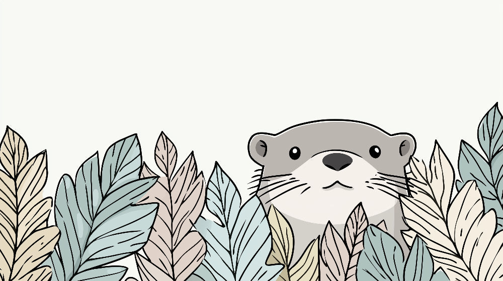 Detailed otter and tropical foliage mural wallpaper design pattern by Kids-Mundo