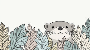 Detailed otter and tropical foliage mural wallpaper design pattern by Kids-Mundo