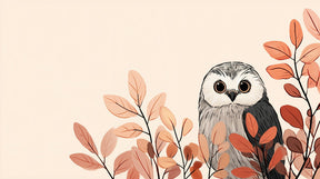 Detailed owl and autumn leaves mural wallpaper design pattern by Kids-Mundo