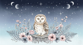 Detailed owl and starry night sky mural wallpaper design pattern by Kids-Mundo