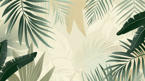 Detailed palm leaf mural wallpaper design pattern showing delicate green botanical motifs