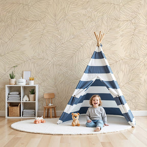 Palm leaves mural wallpaper creating serene botanical nursery decor by Kids-Mundo