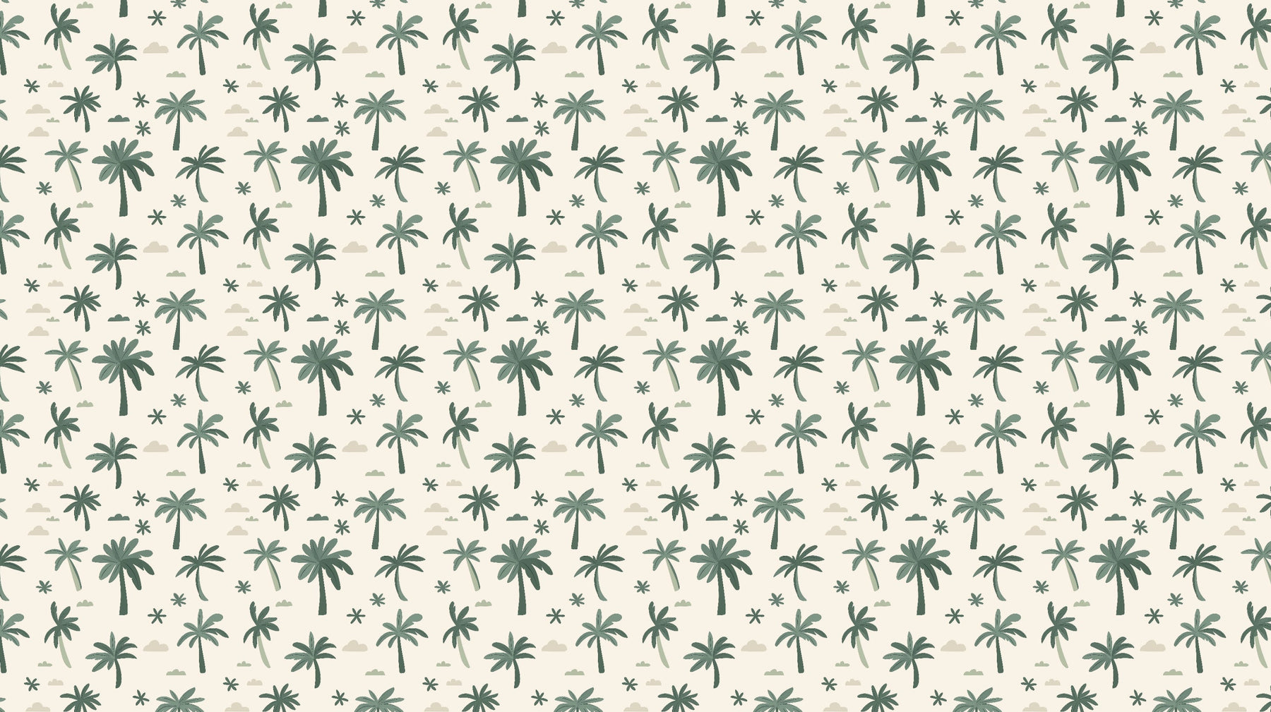 Detailed tropical palm tree mural wallpaper design pattern with clouds and stars by Kids-Mundo
