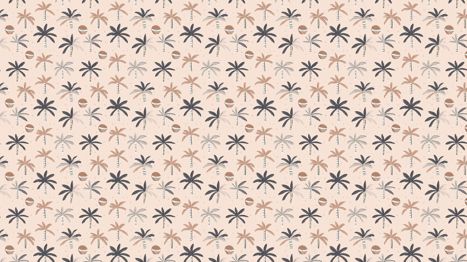 Detailed coconut palm tree mural wallpaper design pattern with pastel background by Kids-Mundo