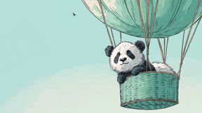Detailed panda hot air balloon mural wallpaper design pattern by Kids-Mundo