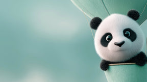 Detailed panda hot air balloon mural wallpaper design pattern with pastel background by Kids-Mundo