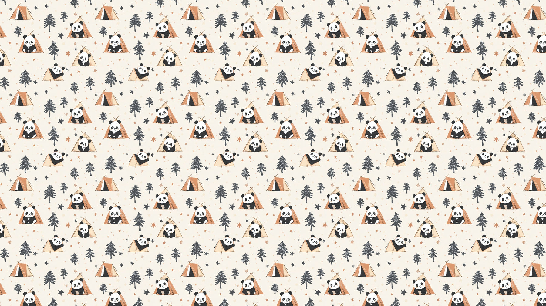 Detailed panda camping under stars mural wallpaper design pattern by Kids-Mundo