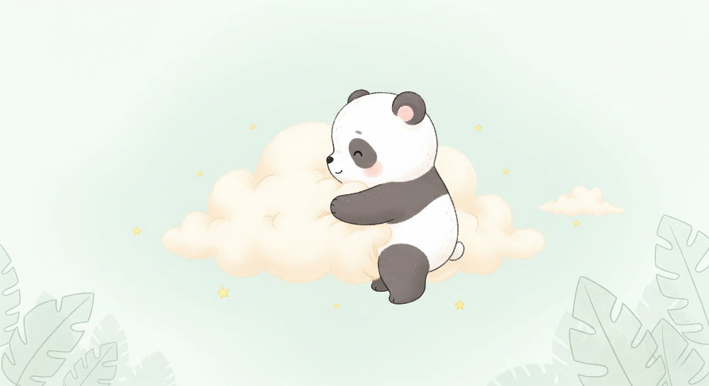 Detailed panda cloud mural wallpaper design pattern with stars and pastel colors by Kids-Mundo