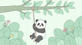 Detailed panda jungle mural wallpaper design pattern with tropical foliage by Kids-Mundo