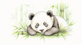 Detailed sleeping panda in bamboo forest mural wallpaper design pattern by Kids-Mundo