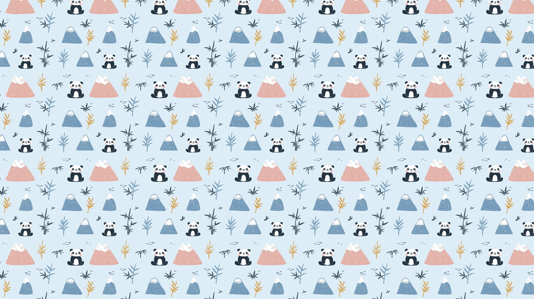 Detailed panda and mountain mural wallpaper design pattern by Kids-Mundo