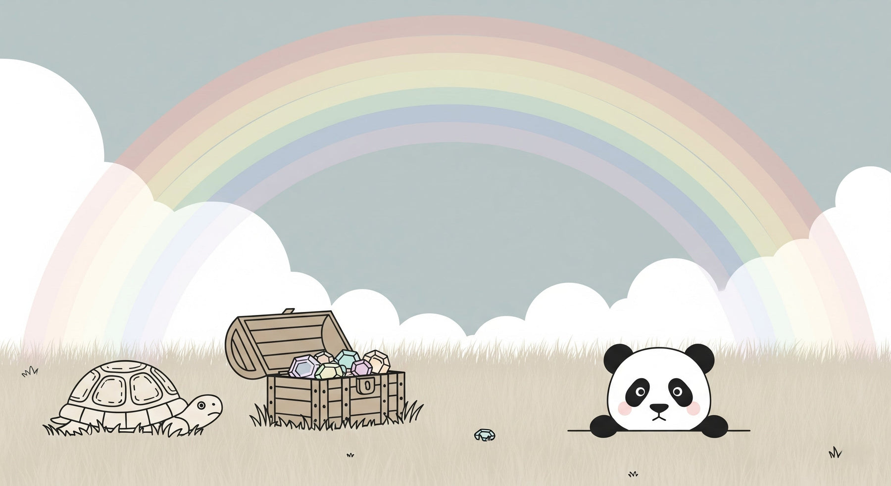 Detailed panda with treasure chest mural wallpaper design pattern by Kids-Mundo