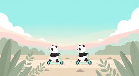 Detailed panda scooter adventure mural wallpaper design pattern by Kids-Mundo