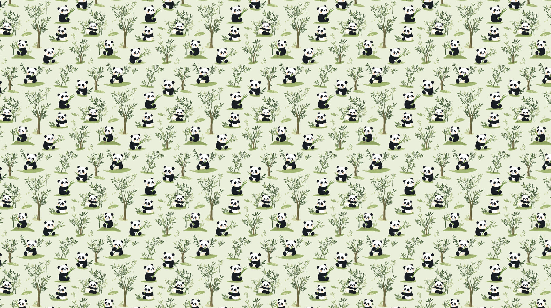 Detailed panda mural wallpaper design pattern showing bamboo forest with cute pandas by Kids-Mundo