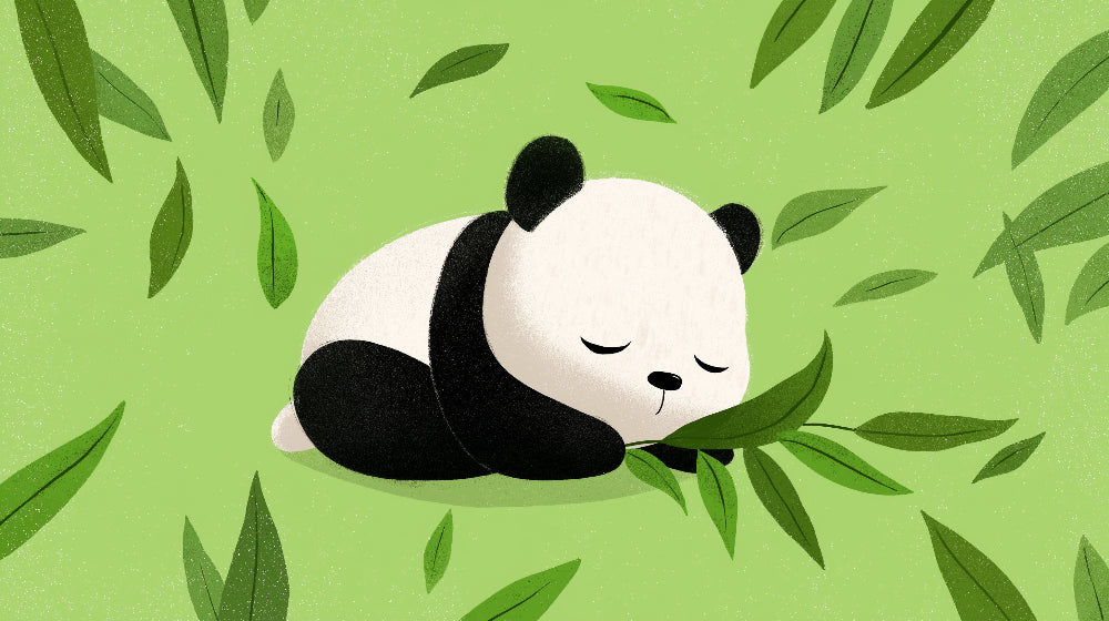Detailed panda and green leaves mural wallpaper design pattern by Kids-Mundo