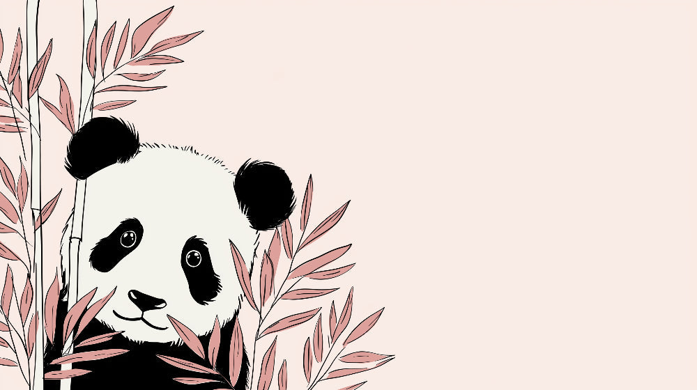 Detailed panda mural wallpaper design pattern with botanical foliage by Kids-Mundo
