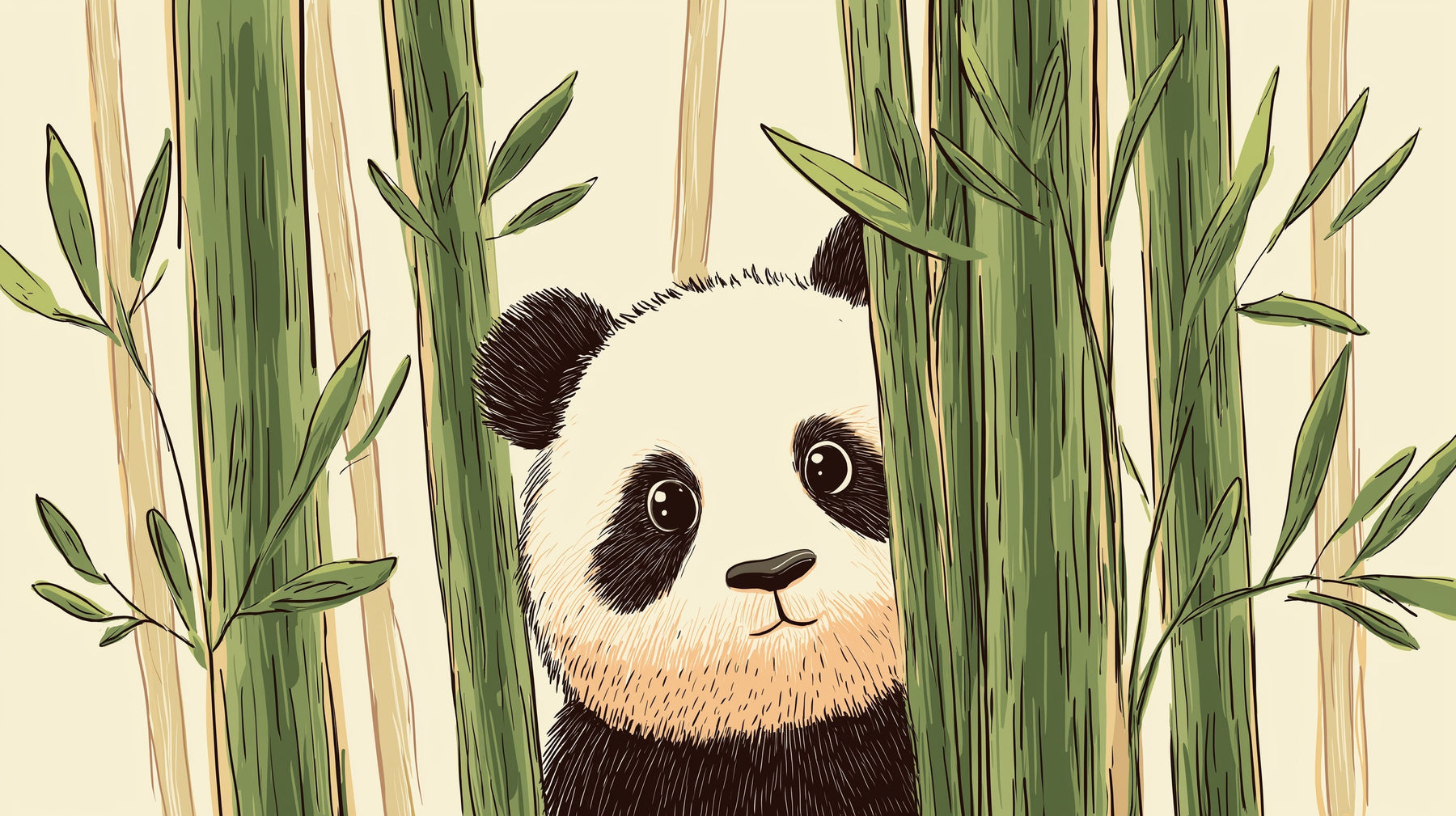 Detailed panda and bamboo mural wallpaper design pattern by Kids-Mundo