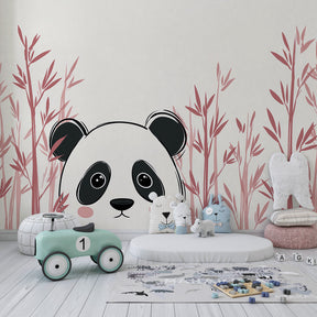 Adorable panda wallpaper creating peaceful atmosphere in modern children's bedroom decor