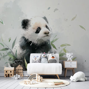 Panda bamboo forest wallpaper creating serene children's bedroom decor