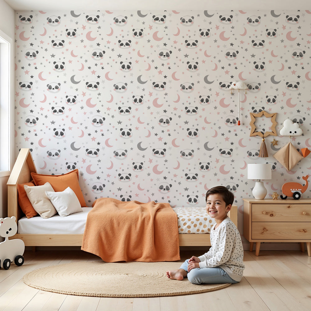 Sleeping panda mural wallpaper creating peaceful nursery atmosphere by Kids-Mundo