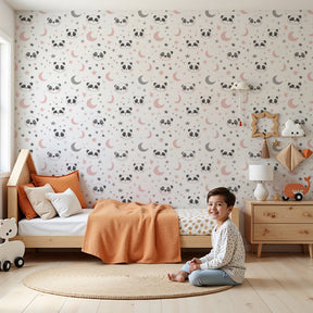 Sleeping panda mural wallpaper creating peaceful nursery atmosphere by Kids-Mundo
