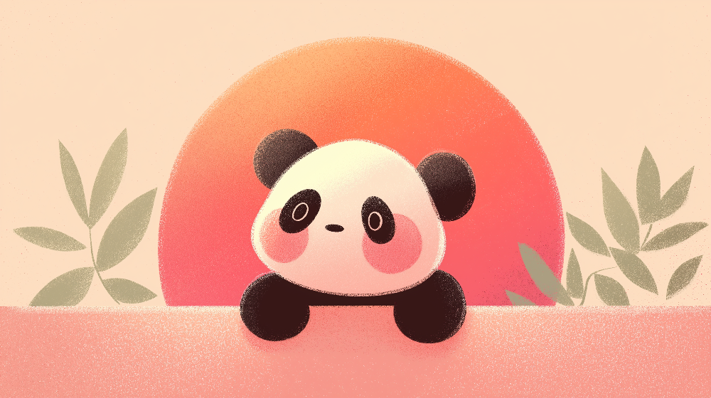 Kids-Mundo flat artwork of the cute panda pastel sunset wall mural design