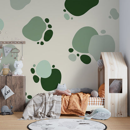 Kids-Mundo panda paw print wall mural bringing calm texture to a kids' bedroom.