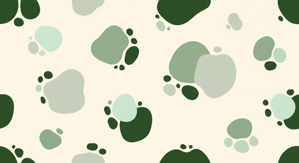 Kids-Mundo flat artwork of soft green paw prints in a repeating pattern.