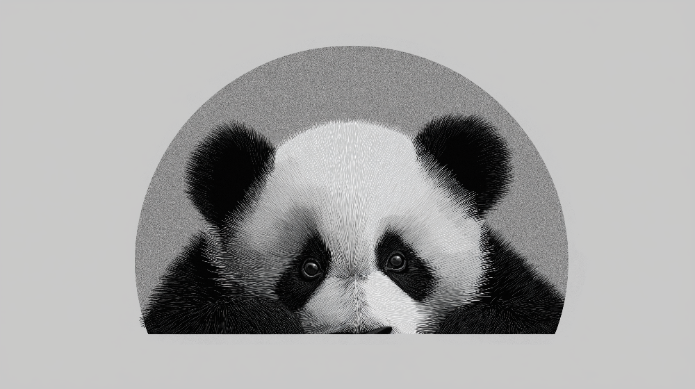 Kids-Mundo flat artwork of the realistic monochrome panda portrait wall mural design