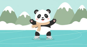 Detailed panda skating winter mural wallpaper design pattern by Kids-Mundo