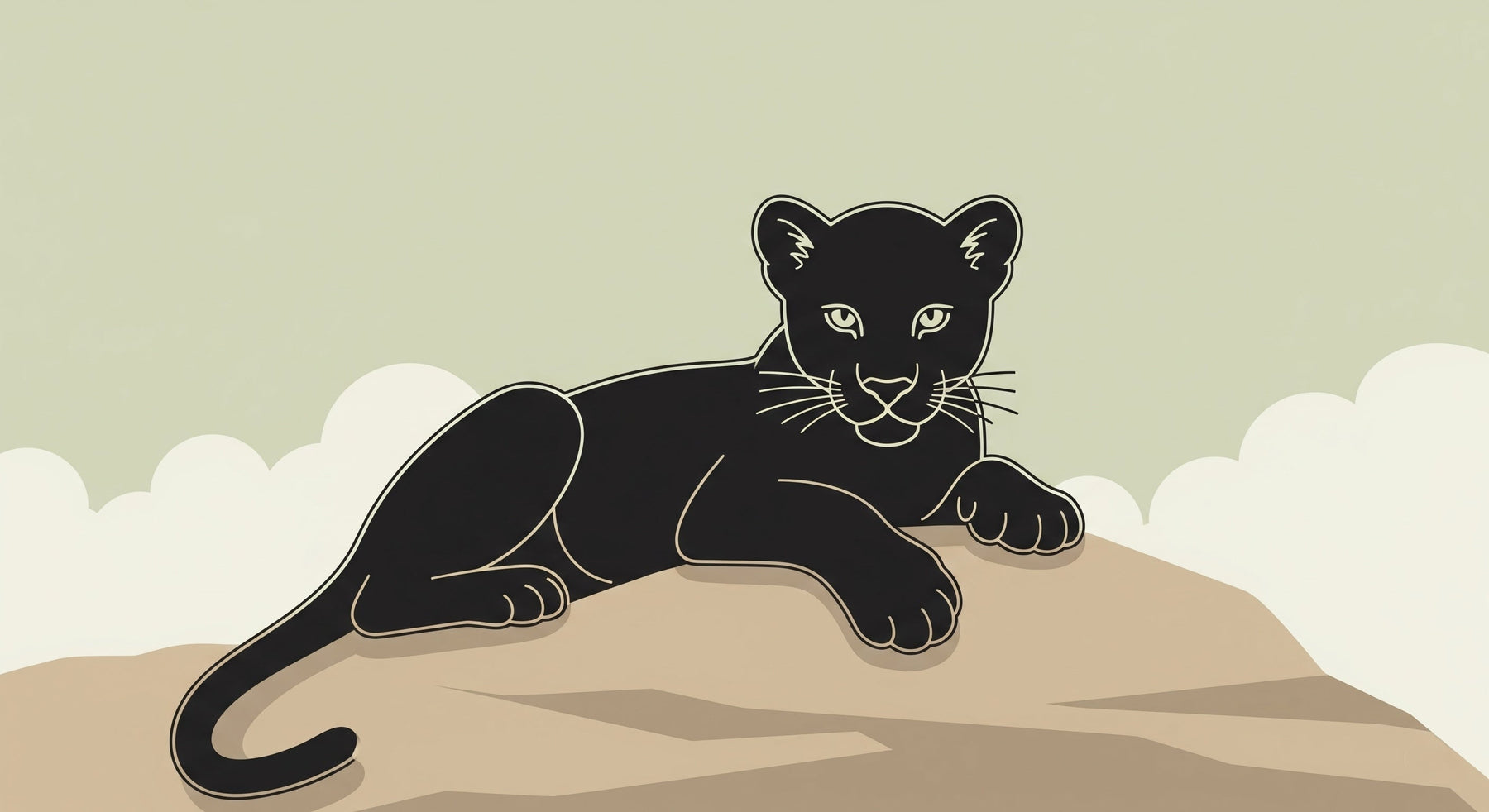 Detailed panther on rock mural wallpaper design pattern showing majestic wildlife art by Kids-Mundo